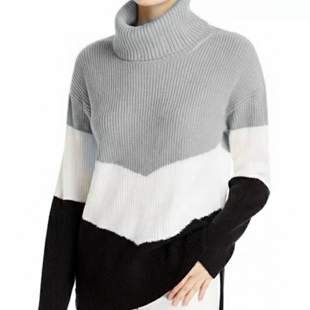 Karl Lagerfield Paris Color Blocked Cowl Neck Sweater Monochrome Size Medium